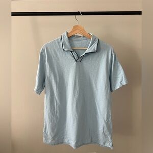 Men’s J.Crew Cotton Johnny Collar Polo Light blue large l